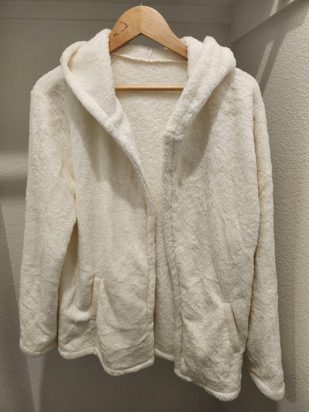 Plush Cream Hooded Teddy Jacket